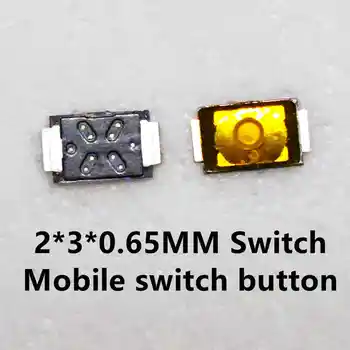 10-100vnt 2*3*0.65MM 2x3x0.65MM taktinis mygtuko jungiklis taktas 2 kontaktų mikrojungiklis SMD, skirtas Xiaomi 4 Mi4 mobiliajam telefonui