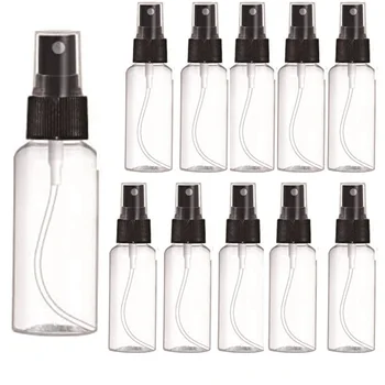 10PCS Fine Mist Clear Spray Buteliukai Pakartotinai užpildomi eterinių aliejų buteliukai Kelioniniai kvepalai Daugkartinio naudojimo tuščias plastikinis alkoholio purškimo buteliukas
