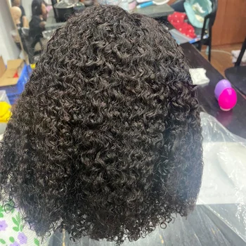 180 Tankis 13x4x1 T Dalis nėrinių Žmogaus plaukų perukai Jerry Garbanoti perukai Brazilijos plaukai moterims Žmogaus plaukai Kinky Garbanoti nėrinių perukai