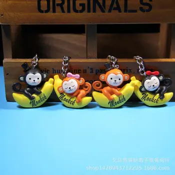 1vnt Bananų beždžionės raktų pakabukas Kūrybinis animacinis filmas Mažasis beždžionių krepšys Ornamentas Studento dovana