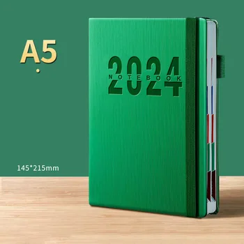 2024 Planner Notebook A5 PU Odinis viršelis Dienos savaitės darbotvarkės Knyga Sąsiuviniai Rašymo bloknotai Mokyklos biuro tvarkaraščiai Organizatoriai