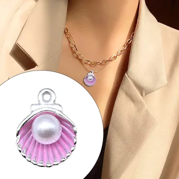20vnt Lydinio perlų lukšto pakabukai Mini spalvingas lašinamasis aliejaus apvalkalas Perlų imitacija Pakabukai 
