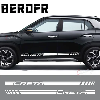 2Pcs Automobilio šono kėbulo lipdukai Hyundai Creta 2 II aksesuarams Ix25 Tuning Auto Pasidaryk pats Sportinis stilius Vinilinės plėvelės lipdukai
