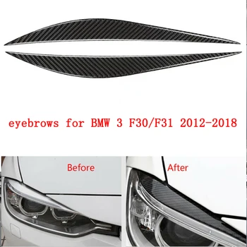 2vnt Automobilių priekinių žibintų vokai Dangteliai ABS plastikiniai priedai Blizgūs juodi antakiai BMW 3 serijos F30 Sedanas F31 Universalas 2011-2018