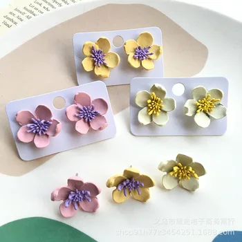 2vnt Pietų Korėjos Rytų vartų imitacija sidabro dažų gėlių persikų gėlių auskarai aksesuarai 