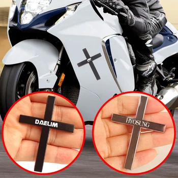 3D Metalinis Jėzaus Kryžiaus paspirtukas Lipdukas Motociklas Lipdukai Šoninis emblemos dekoras Daelim VJF125 VC 125 Hyosung KR Motors KRM Viršyti