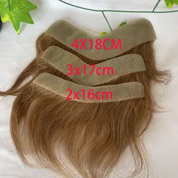 4x18CM Skin PU Toupee Man Front Hairine V stilius Žmogaus plaukų perukai vyrams 100% Žmogaus Remy šukuosenų sistema Aukštos kokybės vyriški perukai
