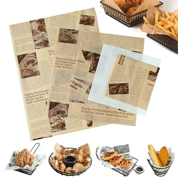50/100vnt Spausdintas vaško popierius Aliejui atsparus mėsainių sumuštinių vyniojimo popierius vienkartinis maisto įvyniojimas Pica Kepta vištiena Kepimo padėklo popierius