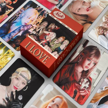 55pcs/set Kpop GIDLE ILOVE INEVER DIE Albumas Lomo Cards (G)I-DLE Girls I Burn Photo Card Minnie Atvirukų gerbėjų dovana