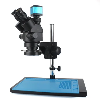 7X-45X simul-focal stereo mikroskopas Trinokulinis mikroskopas USB HDMI suderinamas vaizdo skaitmeninis fotoaparatas LED lemputė telefono remontui