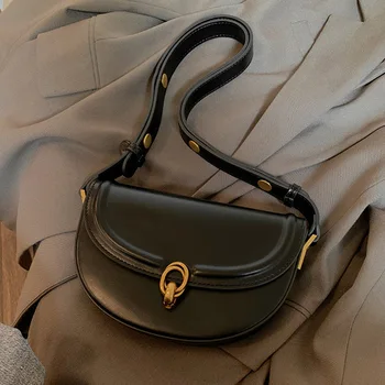 Advanced Women's Saddle Bag Small Handbag 2023 New Fashion Ladies Versatile Shoulder Bag College Girls Armpit PU Messenger Bag