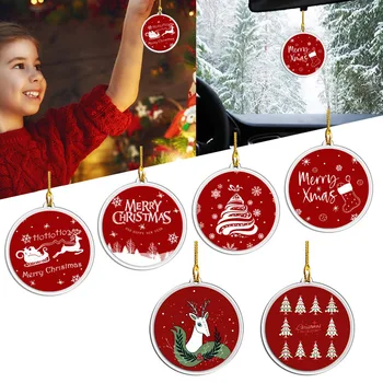 Akrilinis raudonas kalėdinis pakabukas Kalėdų eglutės dekoras 2024 Noel Dekoras namų automobiliui Kalėdų dekoras Linksmų Kalėdų Feliz Navidad dekoras