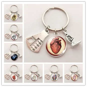 Anatominis širdies raktų pakabukas raktų pakabukas stiklinė raktų pakabukas stiklo raktų pakabukas raktų pakabukas biologas gydytojas gif
