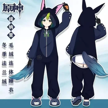 Animacinis anime žaidimas Genshin Impact Cosplay Tighnari Cute Flanel Rudens žiemos namų kostiumas Vyrai Moterys Sportiniai kostiumai Poros Pižamos