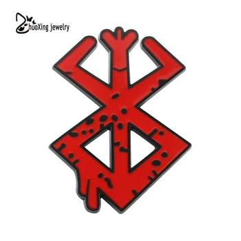 Anime Berserk Guts Atvartų smeigtukai Behelit raudonas logotipas Metalinis emalio ženklelis Haou no tamago Sagės kuprinės aksesuarams Dovanos
