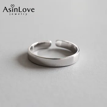 AsinLove Minimalistinio dizaino blizgus reguliuojamas žiedas Real 925 svarų sterlingų sidabro kūrybiniai rankų darbo dailūs papuošalai Žiedai moterims