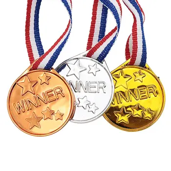 Aukso sidabro bronzos apdovanojimas Medalio laimėtojas Apdovanojimas Skatinti ženkliukus Konkursai Prizai Lauko vaikų žaidimai Žaislas su kaspinu Mokyklos vakarėlis