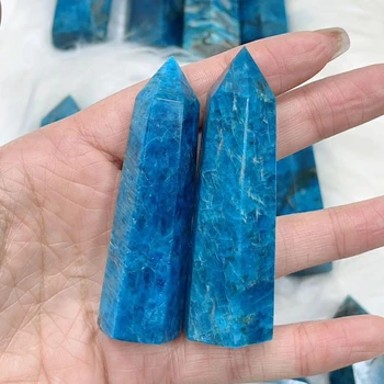 Aukštos kokybės mėlynas apatito taškas Reiki gydomasis kristalas Kvarco akmens bokštas Mineralinis pavyzdys Energijos lazdelės namų dekoravimo dovana