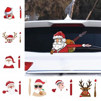 Automobilio valytuvo lipdukas Kalėdinės dekoracijos Kalėdų senelis Briedis Sniego senis Bangavimas Žymos Kalėdų festivalis Automobilių ornamentas Aksesuaras Juokinga dovana