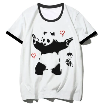Banksy marškinėliai moterų dizainerių top mergina Japonų y2k 2000s drabužiai
