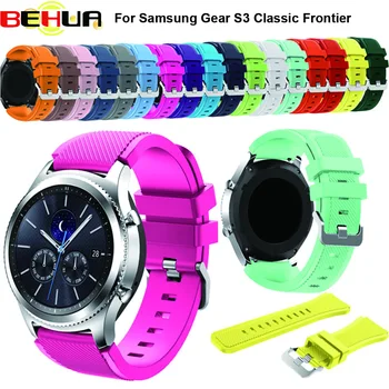 BEHUA WatchBand, skirta Samsung Gear S3 dirželio riešo spalvinga aktyvi silikoninė sportinė juosta Modernaus dizaino pakaitinė 22 mm apyrankė
