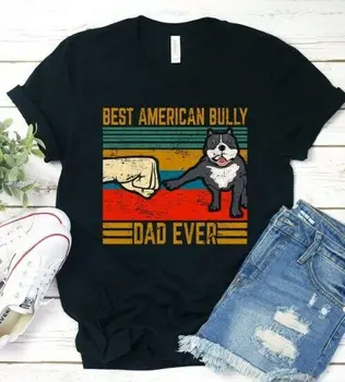 Best American Bully Dad Ever Vintage Bully Dog Lovers Tėvo dienos marškinėliai
