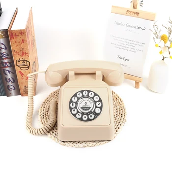 CHEETA Nauja didmeninė prekyba Vintage Svečių knyga Telefonas Rotacinis telefonas Retro laidinis telefonas Garso įrašymas Svečių knyga Telefonas vestuvėms