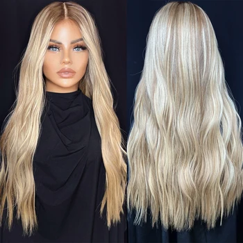 Cool Ash Blonde Highlights Full Nėrinių perukas 200% Virgin Human Hair Balayage Rooting Wig Premium Hair 13x6 Nėrinių priekinis perukas 28
