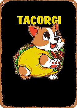 Corgi Dog ir Taco Tacorgi Vintage Look Metal Sign Patent Art Prints Retro Gift 8x12 colių