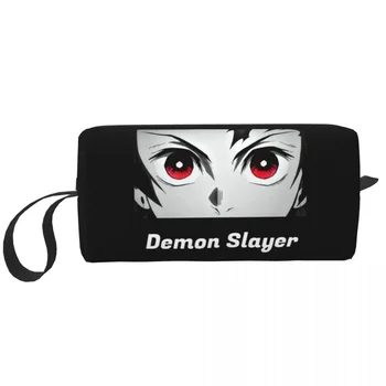 Custom Demon Slayer Tanjiro Eyes Tualeto reikmenų krepšys Moterys Kimetsu No Yaiba makiažo kosmetikos organizatorius Lady Beauty Storage Dopp rinkinio dėžutė