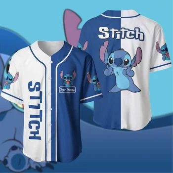 Custom Name Stitch Baseball Jersey Vyrai Moterys Laisvalaikio marškinėliai trumpomis rankovėmis Disney Baseball Jersey Summer Casual Tops