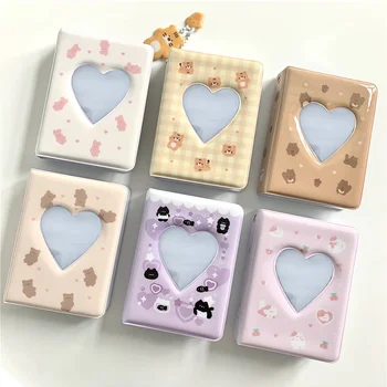 Cute Love Heart Hollow Instax Album Kawaii Rabbit Mini nuotraukų albumas 3 colių Kpop kortelių segtuvas Pavadinimas Kortelė Fotokortelės laikiklis 36 kišenės