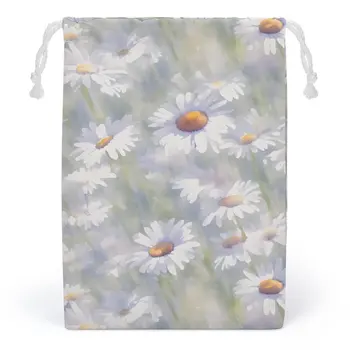 Daisy Akvarelė Rankomis dažytas spausdinimo paketas Kišeninis drobinis mažas sutraukiamas krepšys Mažo krepšio laikymas Mažas krepšys Pritaikomi raštai