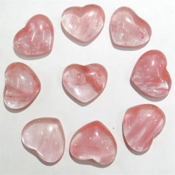 Didmeninė prekyba 30vnt natūralaus akmens vyšnių kvarco kabinos kabošonai be skylės širdies formos karoliukai 