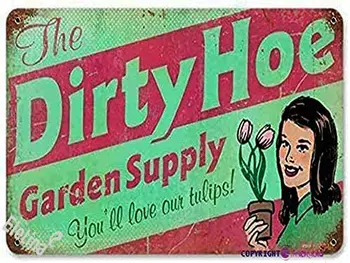 ELEtina Retro Metal Sign/Dirty Hoe Garden Supply Vintage Metal Sign Sun Surf Sand CA Steel Not Sign Retro Look Home Club bar Wal