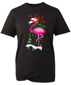 Fa La La La Mingo marškinėliai Kalėdų Kalėdos Flamingo Santa Hat Xmas Lights Flamingo