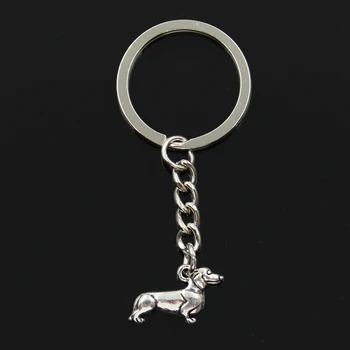 Fashion 30mm raktų pakabukas Metalinis raktų pakabukas Papuošalai Antikvariniai bronzos sidabro spalvos dengti šunų taksai 20x15mm pakabukas
