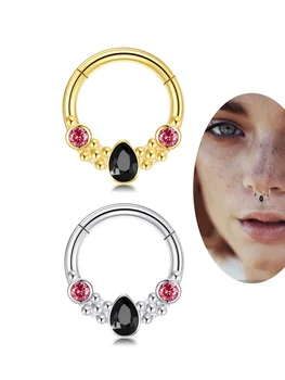 Fashion Crystal Crystal Stainless Steel Septum Hoop Clickers Nose Ring Women Tragus Carzlage Helix Piercing Hoop Auskarai Papuošalai
