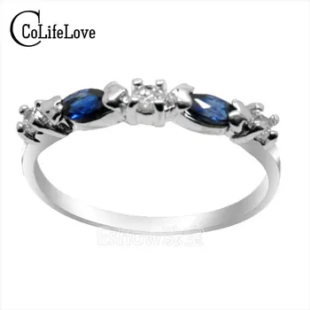Fashion Silver Gemstone Ring Solid 925 Sterling Silver Sapphire Ring Natural Blue Sapphire Silver Ring for Woman Birthday