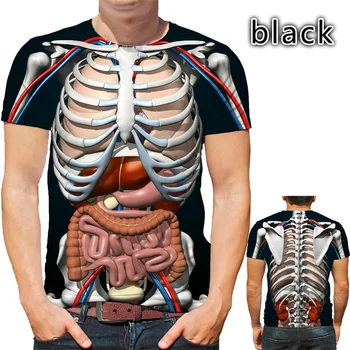 Funny 3D Cosplay Vyriškas skeletas Vidaus organai Spausdinti marškinėliai Vaikas Mada Gatvės apranga Trumpomis rankovėmis Vyriški vasaros Harajuku marškinėliai