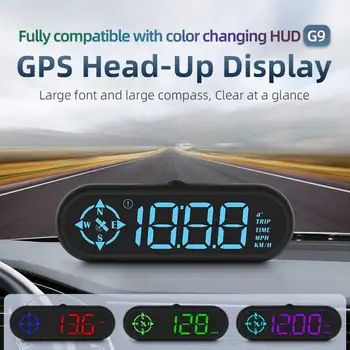 G9 Auto HUD GPS Head Up Display Automobilio spidometras su kompaso laikrodžiu Važiavimo atstumo apsaugos signalizacija Elektroniniai priedai