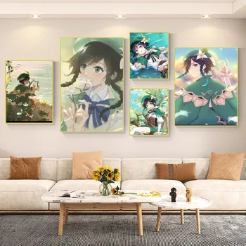 Genshin Impact Venti plakatas Anime plakatai Lipnus vintažinis kambarys Pagrindinis baras Kavinės dekoras Kawaii kambario dekoras