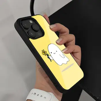 Ghost Cute Boo animacinis telefono dėklas, skirtas iPhone 15 14 13 12 11 Pro Max Mini 8 Plus Se Xr X Xs 2020 PC+TPU dangtelis