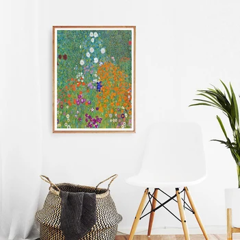 Gustav Klimt Aliejinė tapyba Gėlių sodas Abstraktūs meno kūriniai Atspaudai Botanikos drobė Plakatas Sienų menas Paveikslėlis svetainės dekorui