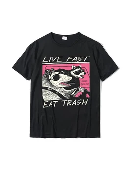 Gyvenk greitai! Valgykite šiukšles! Vyriški medvilniniai marškinėliai Harajuku Fashion Universalūs marškinėliai Street Style Plus Size Casual Top marškinėliai