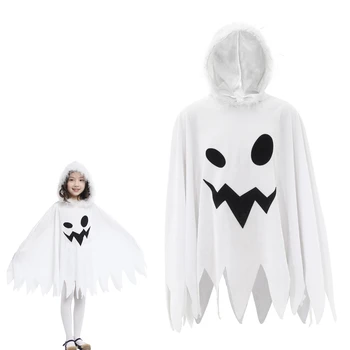 Helovino kostiumas Karnavalo apsiaustas su gobtuvu Baltas vaiduoklis mergaitėms Vaikai Cosplay kostiumas Princesės elfas vakarėliui