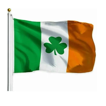 Irish Shamrock Pride Flag Ireland St Day Clover Leaf Saint Paddy Green 150*90cm vėliavos poliesteris