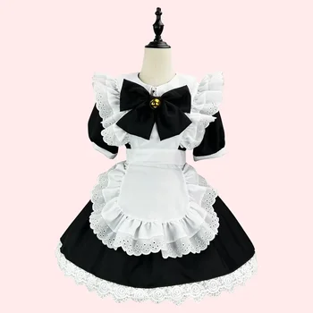 Japonų miela Lolita Triušio mergina Cosplay Juoda ir balta tarnaitės suknelė Lolitos suknelė Xnxx merginos 18 Vido legendų lygos Cosplay