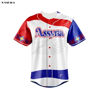 Jordan Chaldea Assyria Kurdistan 3D Printed Mesh Fiber Baseball Jersey Shirt Top Tee Men Streetwear Sport Hip Hop