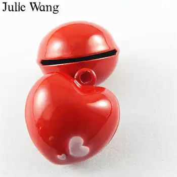 Julie Wang 5 vnt Miela raudona danga Širdies varpas Varis Žavesys papuošalams Vėrinių gamyba Pakabukų radiniai Metaliniai aksesuarai